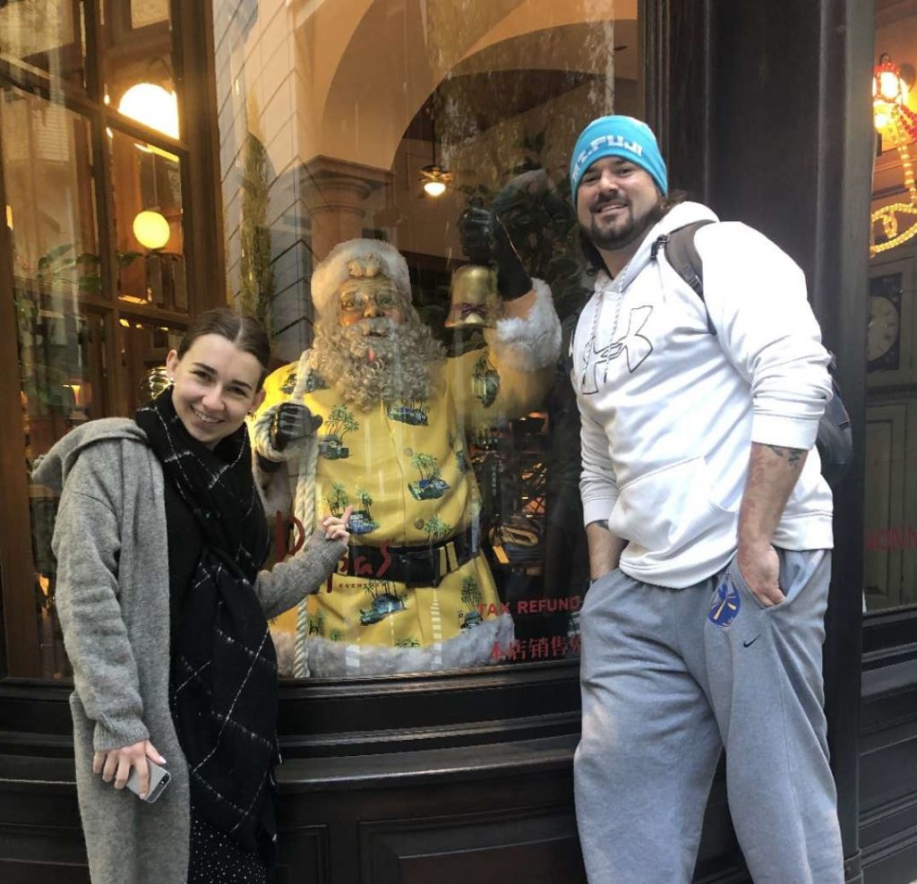 CRCC Asia interns stand with a santa statue in Tokyo - internship in japan