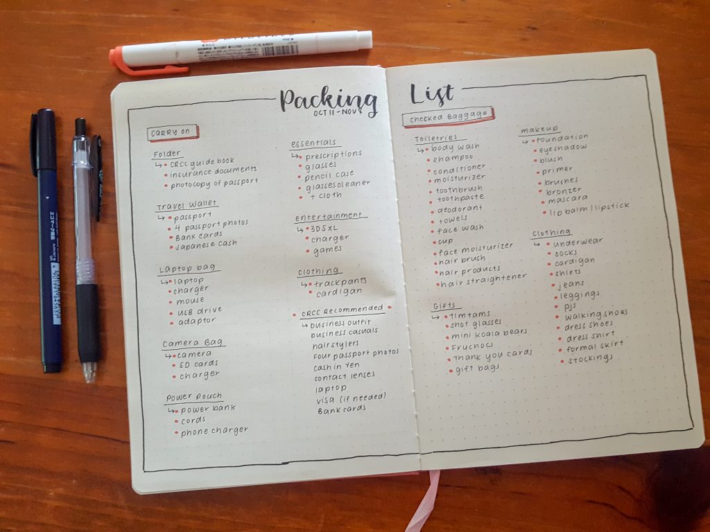Interning in Japan: Packing list