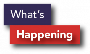 What's Happening Header red blue