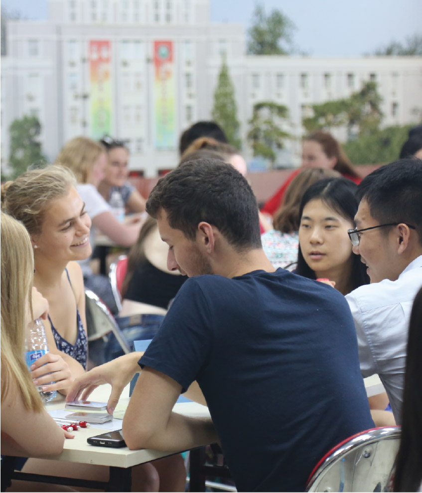 Short Term Programs Abroad students doing group work